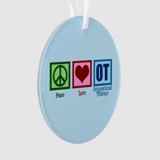 Peace Love Occupational Therapy OT Blue Ornament (voorkant)