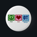 Peace Love Occupational Therapy Ronde Button 5,7 Cm<br><div class="desc">Een vredesteken,  hart,  en de letters om een grote gave te maken voor een professionele therapeut.</div>