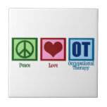 Peace Love Occupational Therapy Tegeltje<br><div class="desc">Een vredesteken,  hart,  en de letters om een grote gave te maken voor een professionele therapeut.</div>