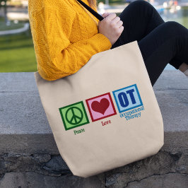 Peace Love Occupational Therapy Tote Bag