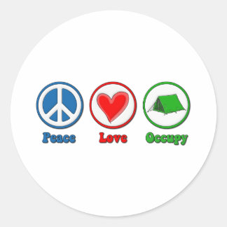 Peace Love Occupy Ronde Sticker