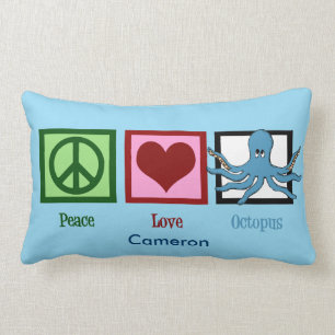 Peace Love Octopus Custom Blue Kussen
