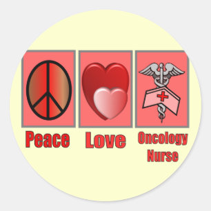 Peace Love ONCOLOGY Nurse Ronde Sticker
