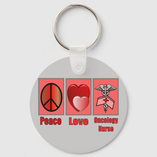 Peace Love ONCOLOGY Nurse Sleutelhanger (Voorkant)