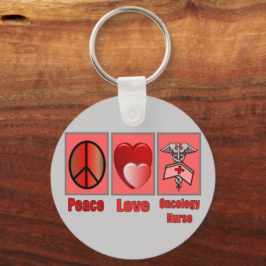 Peace Love ONCOLOGY Nurse Sleutelhanger (Voorkant)