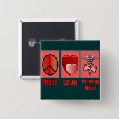 Peace Love ONCOLOGY Nurse Vierkante Button 5,1 Cm (Voorkant /achterkant)