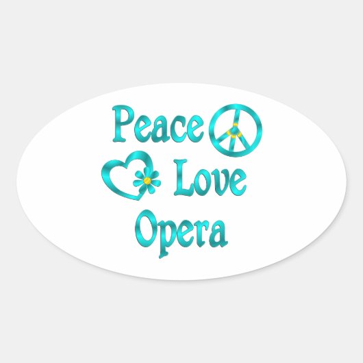 Peace Love Opera Ovale Sticker (Voorkant)