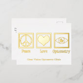 Peace Love Optometry Custom Eye Doctor Gold Folie Feestdagen Briefkaart (Voorkant / Achterkant)