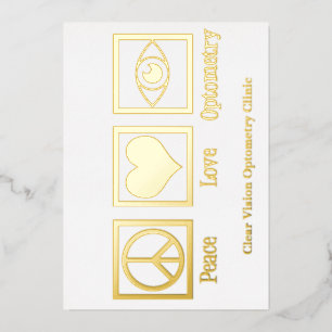 Peace Love Optometry Custom Eye Doctor Gold Folie Feestdagenkaart