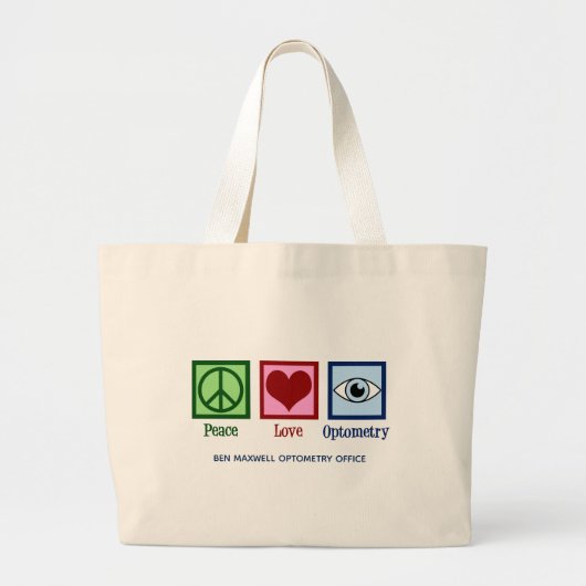 Peace Love Optometry Custom Optometrist Grote Tote Bag (Voorkant)