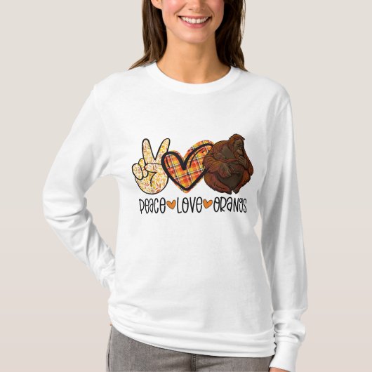 Peace Love Orangutan Mam met Baby Ape Love T-shirt (Voorkant)
