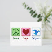 Peace Love Origami Paper Crane Briefkaart (Staand voorkant)