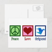 Peace Love Origami Paper Crane Briefkaart (Voorkant / Achterkant)