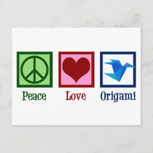 Peace Love Origami Paper Crane Briefkaart