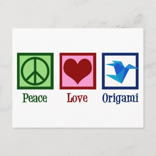 Peace Love Origami Paper Crane Briefkaart (Voorkant)