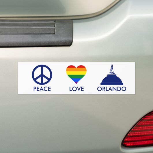 PEACE LOVE ORLANDO BUMPERSTICKER (Op auto)