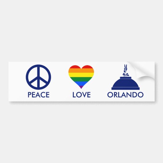 PEACE LOVE ORLANDO BUMPERSTICKER (Voorkant)