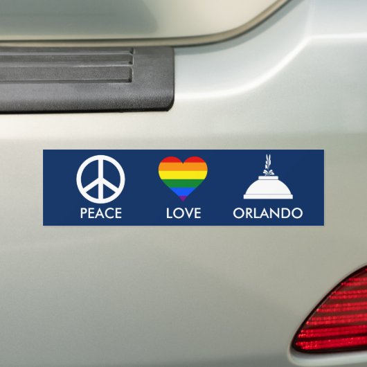 PEACE LOVE ORLANDO BUMPERSTICKER (Op auto)