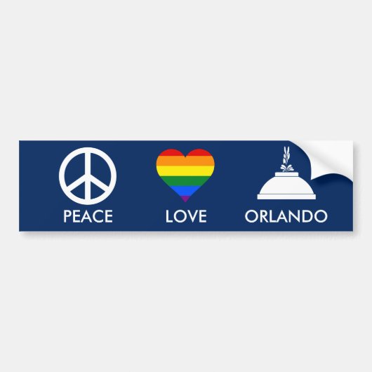 PEACE LOVE ORLANDO BUMPERSTICKER (Voorkant)
