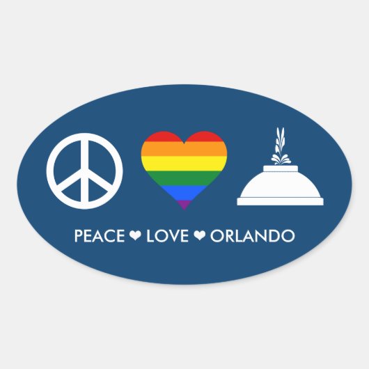 PEACE LOVE ORLANDO OVALE STICKER (Voorkant)