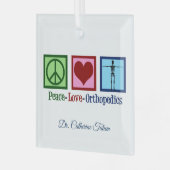 Peace Love Orthopedics Personalized Kerstmis Glas Ornament (Voorkant links)