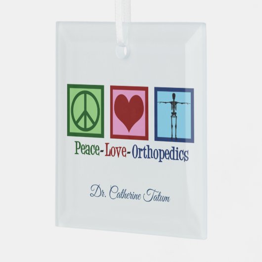 Peace Love Orthopedics Personalized Kerstmis Glas Ornament (Voorkant links)