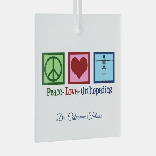 Peace Love Orthopedics Personalized Kerstmis Glas Ornament (Voorkant Rechts)