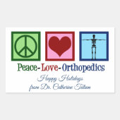 Peace Love Orthopedics Personalized Kerstmis Rechthoekige Sticker (Voorkant)