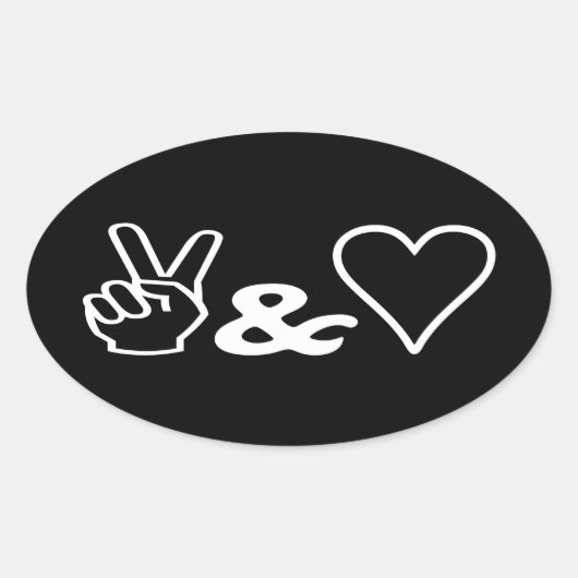 Peace & Love Oval Sticker (Voorkant)