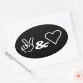 Peace & Love Oval Sticker (Envelop)