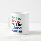 Peace Love Oxford Comma English Grammar Humor Koffiemok (Voorkant links)