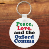 Peace Love Oxford Comma English Grammar Humor Sleutelhanger (Voorkant)
