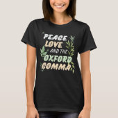 Peace Love Oxford Comma English Grammar Humor T-shirt (Voorkant)