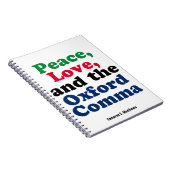 Peace Love Oxford Comma Funny Grammar Custom Notitieboek (Rechterzijde)