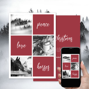 Peace love paarden Horse lover kerstfeestdag Feestdagenkaart