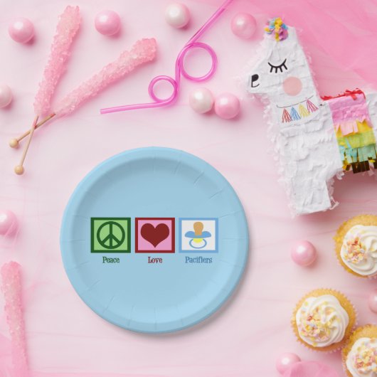 Peace Love Pacifiers Papieren Bordje (Feest)