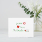 Peace Love Palestine Heart en Palestinian Flag Briefkaart (Staand voorkant)