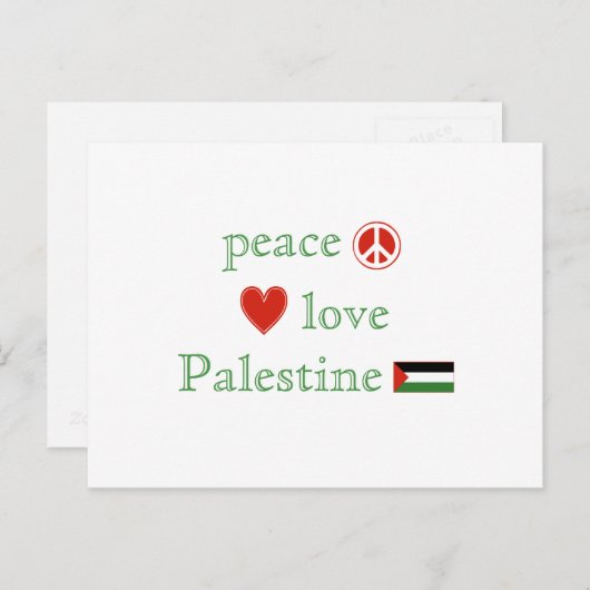Peace Love Palestine Heart en Palestinian Flag Briefkaart (Voorkant / Achterkant)