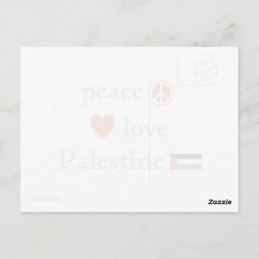 Peace Love Palestine Heart en Palestinian Flag Briefkaart (Achterkant)