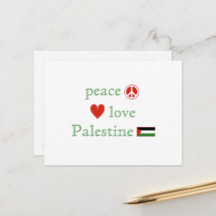 Peace Love Palestine Heart en Palestinian Flag Briefkaart