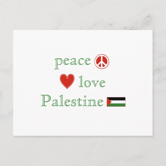 Peace Love Palestine Heart en Palestinian Flag Briefkaart (Voorkant)