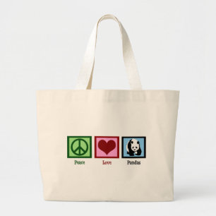 Peace Love Pandas Grote Tote Bag