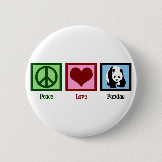 Peace Love Pandas Ronde Button 5,7 Cm (Voorkant)