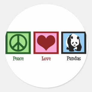 Peace Love Pandas Ronde Sticker
