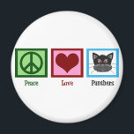 Peace Love Panthers Magneet<br><div class="desc">Ga Panters! Een geweldig cadeau voor een Panthers fan. Een vredesteken, hart en een schattige zwarte panther.</div>