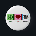Peace Love Panthers Ronde Button 5,7 Cm<br><div class="desc">Ga Panters! Een geweldig cadeau voor een Panthers fan. Een vredesteken,  hart en een schattige zwarte panther.</div>