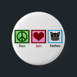 Peace Love Panthers Ronde Button 5,7 Cm<br><div class="desc">Ga Panters! Een geweldig cadeau voor een Panthers fan. Een vredesteken,  hart en een schattige zwarte panther.</div>