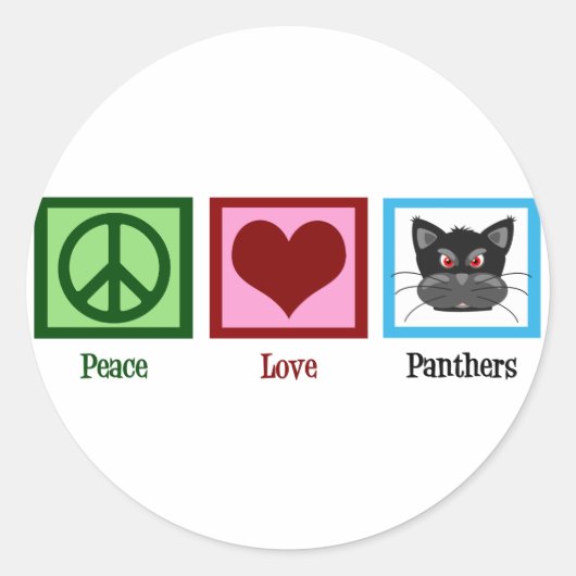 Peace Love Panthers Ronde Sticker (Voorkant)