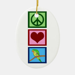 Peace Love Parakeets Keramisch Ornament