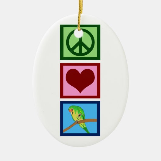 Peace Love Parakeets Keramisch Ornament (Voorkant)
